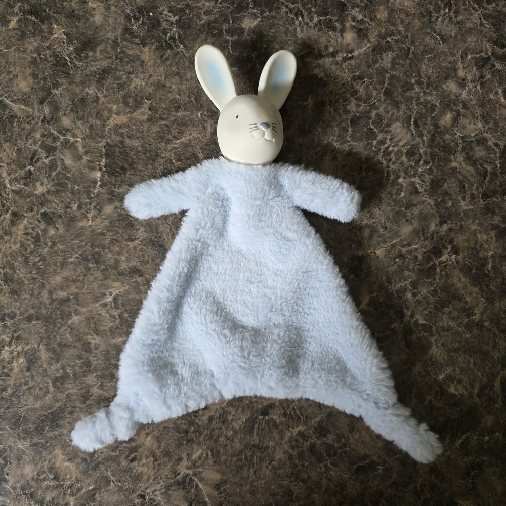 Mud Pie Bunny Rabbit Lovey Plush Soft Security Blanket Toy Rubber Face Lovee 11"